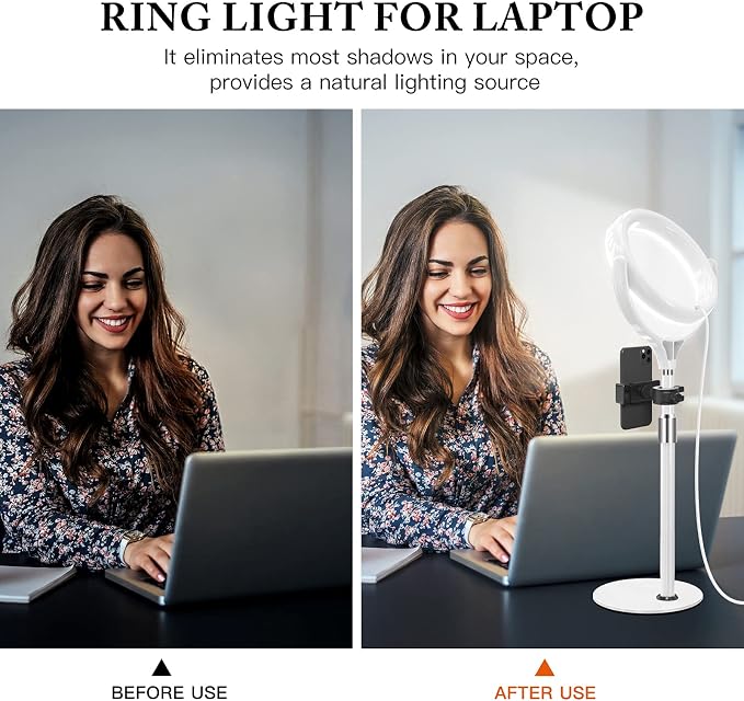 Zoom Lighting for Computer, 8 inch Ring Light with Stand for Desk | Adjustable Circle Light for Video Conference, Zoom Meeting, Video Recording, Zoom Call, Streaming, Podcast，Webcam - Image 3