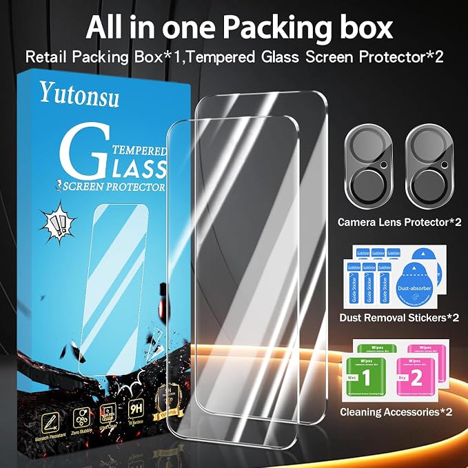 2 Pack Tempered Glass Screen Protector for iPhone 17 6.3-Inch | with 2 Pack Camera Lens Protector, Anti Scratch, Bubble Free, Case Friendly - Image 8