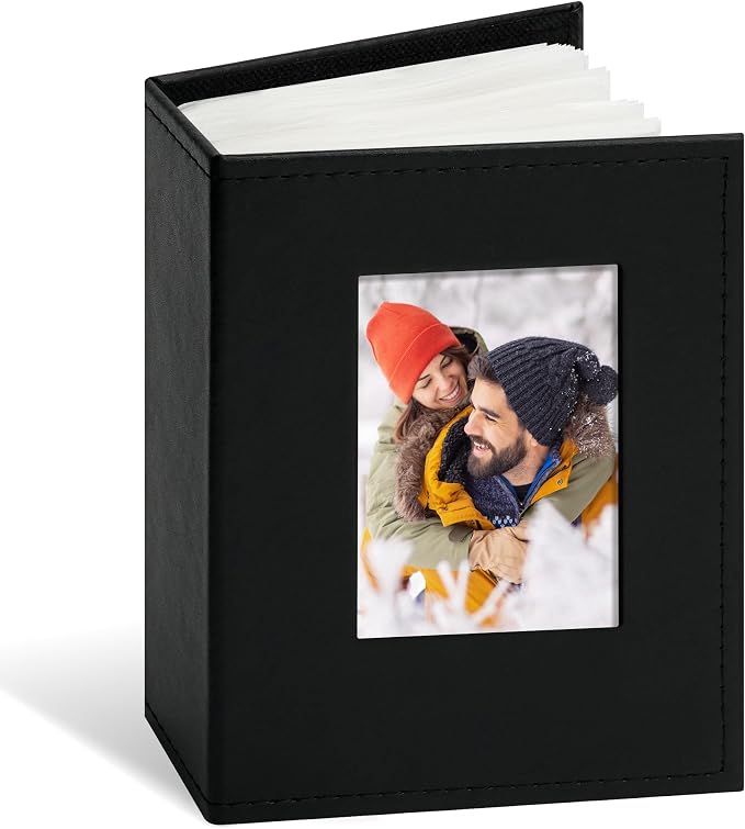Vienrose Photo Album 4x6 Holds 100 Photos, PU Leather Cover Picture Book with 100 Horizontal Pockets, Slip-in Photo Album for Wedding, Baby Memories, Family, Acid-Free Photo Storage Gift, Black by Vienrose