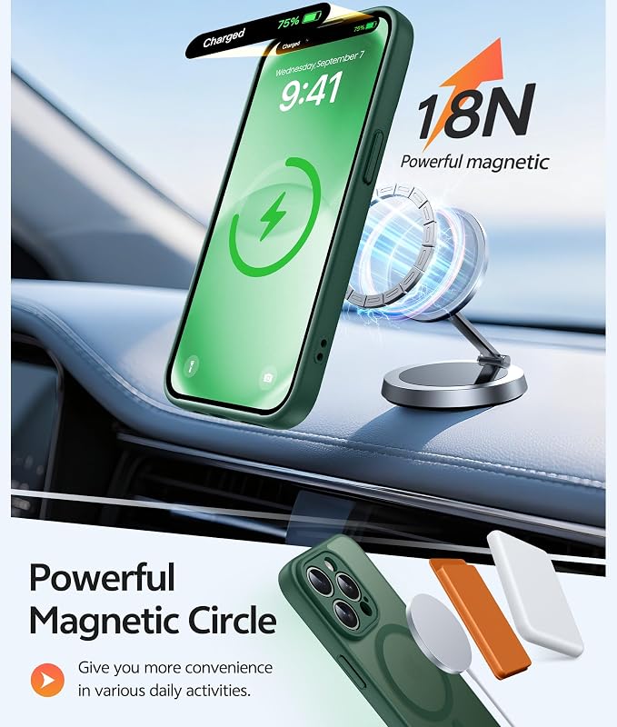FNTCASE for iPhone 13 Pro Case, Fit for Magsafe, Screen Protector Green | Full Camera Protection, Translucent Matte, 14FT Military Grade Drop Proof, Shockproof Protective Phone Cover, Green - Image 3