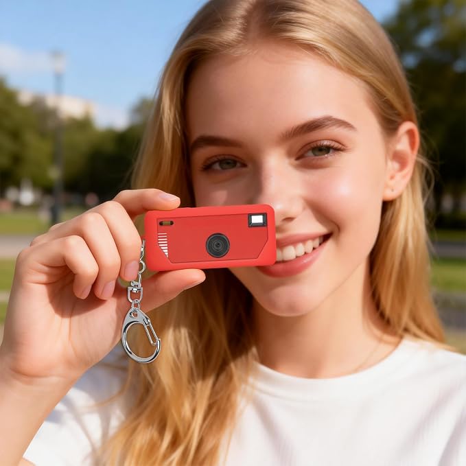 Silicone Case for Kodak CHARMERA Millennium Keychain Mini Digicam Blind Box | Soft Keychain Camera Sleeve, Precise Cutouts, Case-On Charging & SD Card Access, For Collectors & Daily Carry, Red - Image 9