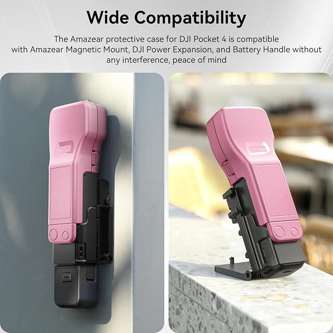 AMAZEAR Gimbal Screen Protective Cover for DJI OSMO Pocket 4/3/Xtra Muse, Pocket4 Accessories Portable Lens Cap Hard Case with Soft Lining for Carry/Protection/Storage, Quick Open/Close, Pink - Image 7