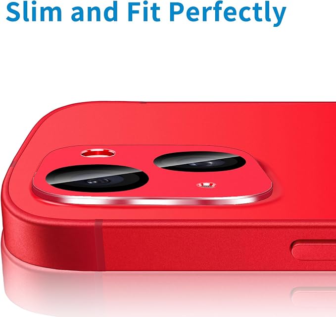 Camera Lens Protector for iPhone 14 /iPhone 14 Plus Metal Camera Cover Film, 9H Tempered Glass, Anti-Scratch, Case Friendly - Red - Image 5