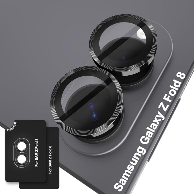Orzero (2 Sets Camera Lens Protector for Samsung Galaxy Z Fold 8, [EZ Install] [Case-Friendly] 9H Tempered Glass CD Pattern Lens Cover, Military-Grade Shockproof, HD Clarity Anti-Glare - Black by JumpIntoOrzeroLet%E2%80%99sExploreLikeNeverBefore