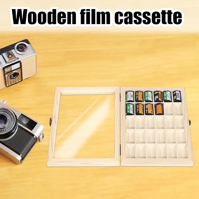 Film Case/135 Film Case -for 30 Rolls of 35mm Films-Decorative Collector's Shadow Box to Sort & Enjoy & Safeguard Film, Vintage Wooden Chest (Film is not Included) - Image 6