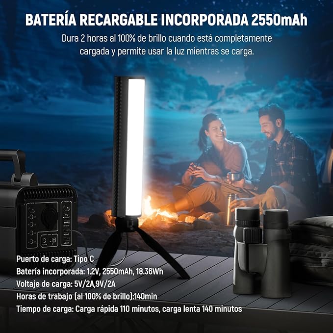 NEEWER TL21C RGB Light Wand with App Control, Magnetic Handheld Light Stick | 2500K-8500K Dimmable, CRI95+, Full Color LED Tube Bar, 2550mAh Battery, 17 Light Scenes, for Vlog Photography Video - Image 6