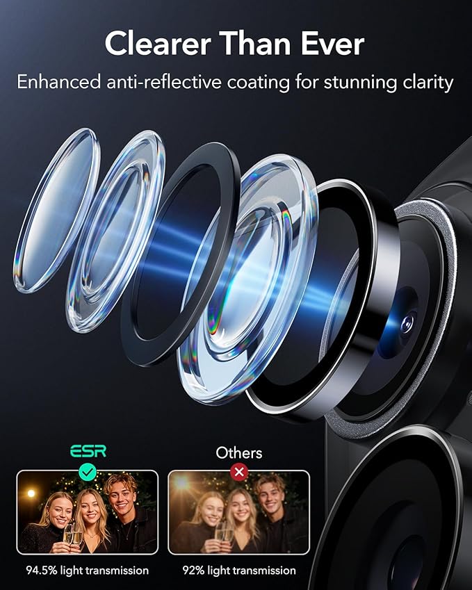 ESR 2 Pack Camera Lens Protector for iPhone 15/15 Plus/14/14 Plus, Ultra-tough HD Individual Lens Protectors, Scratch Resistant, Ultra-thin Tempered Glass, Armorite Series, Black | Individual Camera Cover, 9H Tempered Glass, Original Camera Clarity, Sc... - Image 5