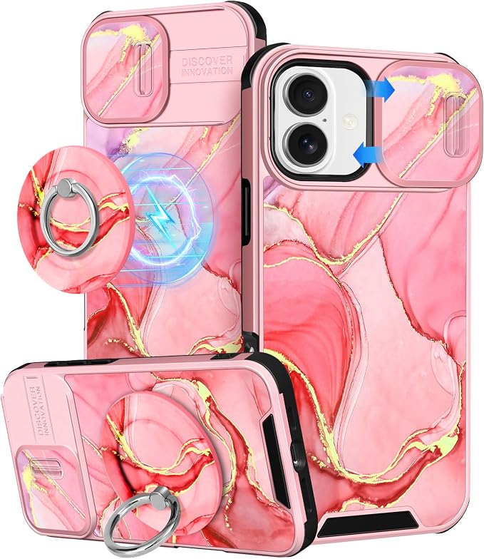 Buleens for iPhone 17 Case 6.3 Inch - with Ring Stand & Camera Cover Aesthetic Cute Designed for Women Girls Pretty Girly Fashion Unique Teens Phone Case for iPhone 17 Compatible with Magsafe by Buleens