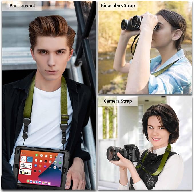 FIEIL Nylon iPad Strap, Adjustable Camera Neck Strap, Comfortable Shoulder Strap for iPad, Cellphone Tablet, Camera, Laptop, Binocular, Luggage Bag (Green Universal Neck Lanyard) - Image 3