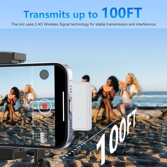 Wireless Lavalier Microphone for iPhone: for Video Recording,Podcasting & Streaming: Professional Mic with Smart Noise Reduction, 30H Battery Life - Great for Vlogging and Content Creators - Image 4