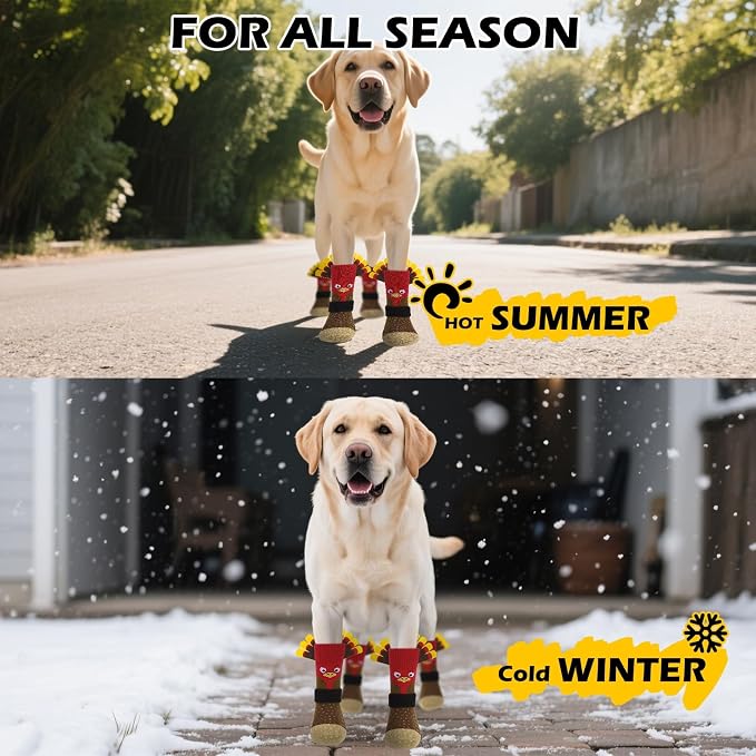 EXPAWLORER Thanksgiving Anti Slip Dog Socks to Prevent Licking Paws,Boots & Paw Protectors with Grippers,Doggie Booties for Hardwood Floors for Small Medium Large Senior Dogs Lifelike Costume Turkey L - Image 9