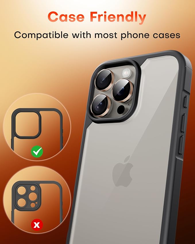 TOCOL for iPhone 15 Pro Max Camera Lens Protector/iPhone 15 Pro Camera Lens Protector Tempered Glass HD Individual Scratch Resistant Cover Accessories Case Friendly 2 Pack（Rose Gold） - Image 7