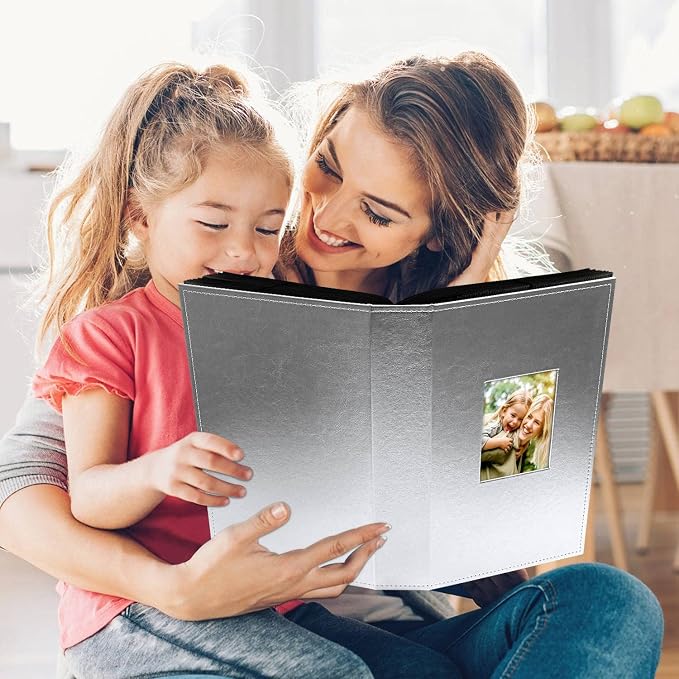 Ywlake Photo Album 4x6 300 Pockets, Leather Photo Albums Holds 300 Horizontal Only Pictures Silver - Image 6