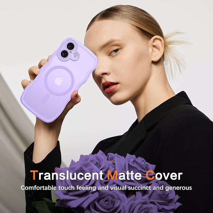 BENTOBEN Magnetic for iPhone 17 Case, Cute Wavy Full Camera Protection [Compatible with MagSafe] Translucent Matte Anti-Slip Bumper Women Girls Boys Protective Cover for 17 6.3", Light Purple - Image 8