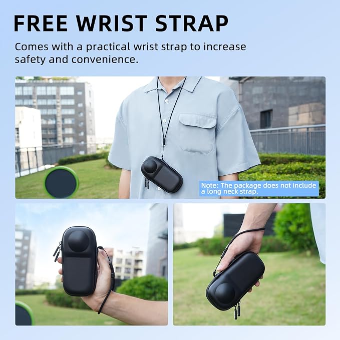 BRDRC Portable Small Case for Insta360 X5 X4 (for Cage and Lens Cap), Carrying Storage Bag Protective Cover Hard Shell Travel Protector with Wrist Strap Carabiner for Insta 360 X5 X4 Accessories - Image 8