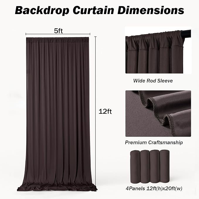 20x12 ft Brown Backdrop Curtains for Weddings, Birthdays and Photos - Image 7