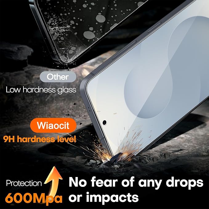 Wiaocit Tempered Glass Screen Protector for Samsung Galaxy S25 Plus | 3+3 Pack, 9H Hardness, Camera Lens Protector, Installation Frame, Bubble Free, Case Friendly - Image 3