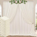 50ft x 10ft Wrinkle Free Ivory Backdrop Curtains for Parties, 10 Panels 5x10ft Polyester Ivory Photo Backdrop Drapes for Wedding Birthday Party Photography Background by ENJOYYOURPARTY