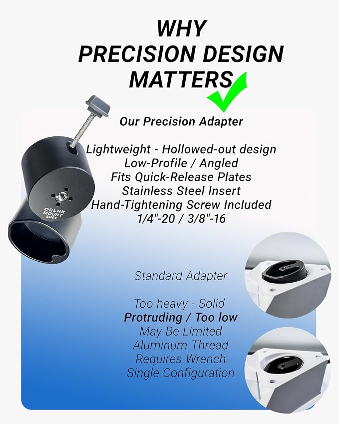 ORLNK Tripod Adapter Mount for Starlink Mini with 1/4"-20 - Flush Install | Fits Quick-Release Plate, Ball Mount Clamp, Flush Installation, Lightweight Aluminum Alloy, ORLNK SM04 Matte Black - Image 2