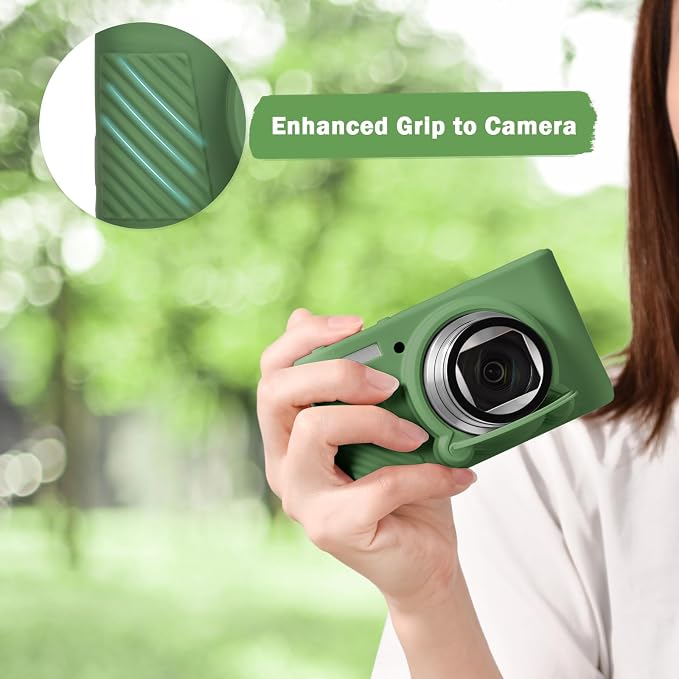 MUZIRI KINOKOO Case for Canon Powershot SX740/SX730 HS Digital Camera - Soft Protective Cover SX740 SX730 HS Camera Silicone Sleeve with Removable Lens Cover - Anti-Slip & Anti-Scratch - Green - Image 5