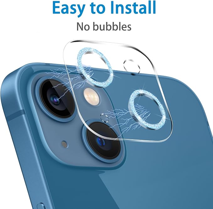 【3 Pack】Dengduoduo Tempered Glass Camera Lens Protector for iPhone 13 6.1" & iPhone 13 Mini 5.4", Bling Glitter Sparkle Ultra HD, 9H Hardness, Anti-Scratch, Case Friendly, Easy to Install [No Affect - Image 5