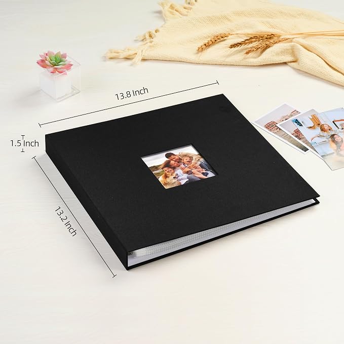 Mublalbum 12x12 Inch 3 Ring DIY Scrapbook Photo Album 80 Pages, Black | 3 Ring Binder Scrapbook, Linen Cover, 40 Plastic Sleeves 80 Pages, Memory Book for Wedding, Baby, Family, DIY Projects - Image 2