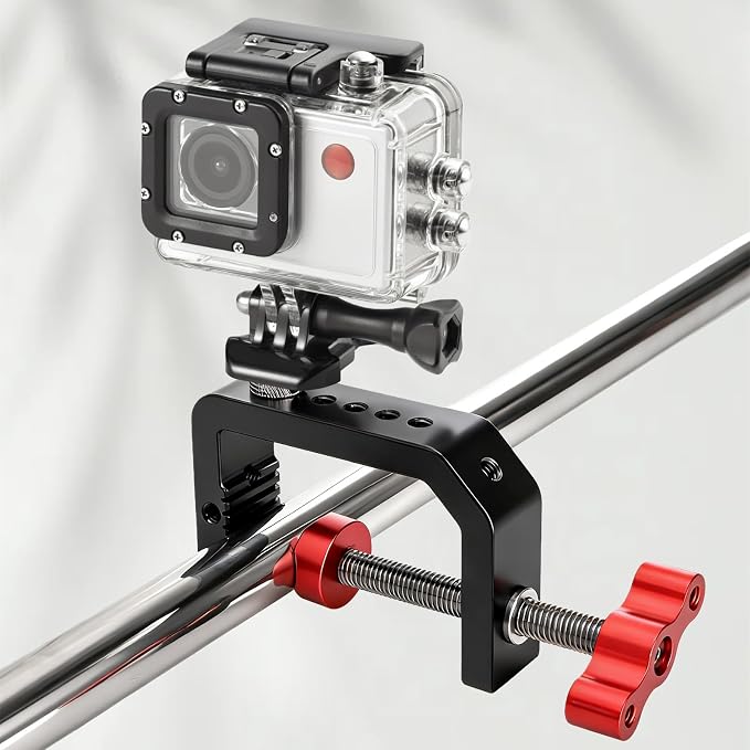 Tlence C Clamp Desk Camera Mount, Table Clamps with 1/4" and 3/8" Thread, Metal Desktop C Clamp for Light Stand, Heavy Duty Clamps Jaw for Workbench, Rods, Shelves, Bike, Fits up to 2.5" Thickness - Image 6