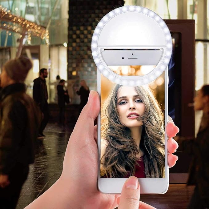 Meifigno Selfie Ring Light, [Rechargeable] with 36 LED Lights, 3-Level Adjustable Brightness Clips On Phone Ring Light Compatible with iPhone 16 15 14 13 12 11 Plus Pro Max iPad Laptop Samsung, White - Image 6
