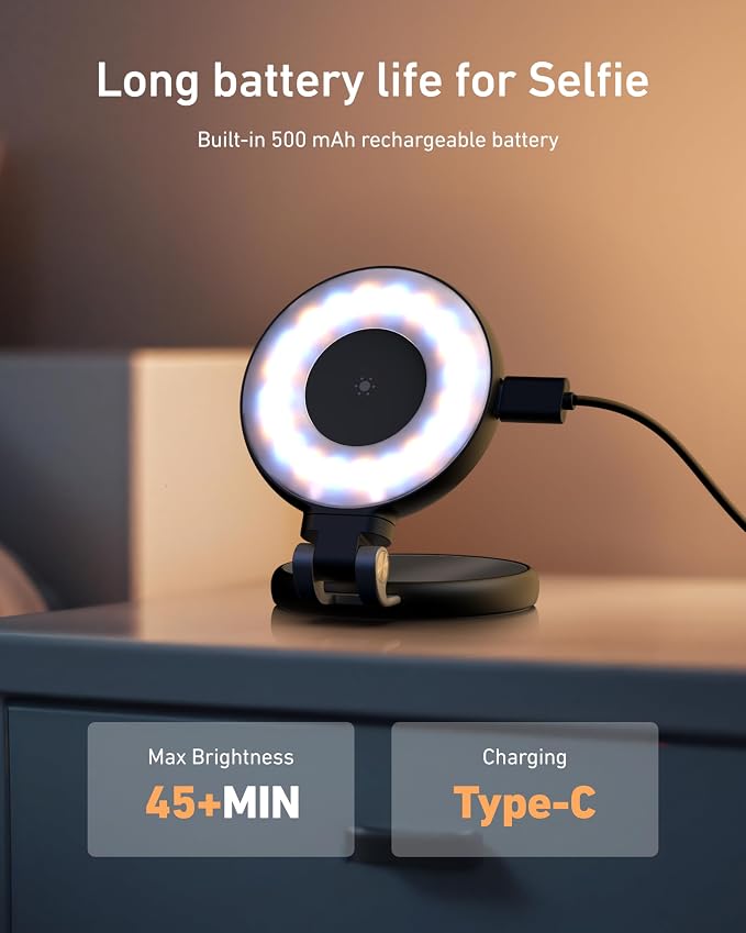 TELESIN C03 Strong Magnetic Phone Selfie Light for iPhone Magsafe | CRI97 360° LED Beauty Selfie Ring Fill Light with Mirror for Selfies/Photography/TikTok/Zoom Calls/Video Conference(Black) - Image 7