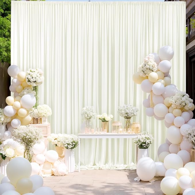 10x12 Ivory Backdrop Curtains for Wedding Party Wrinkle Free Backdrops Curtain Drapes Fabric Decorations Photo Back Drop Cloth for Baby Shower Photography Stage Reception 5ft x 12ft,2 Panels - Image 2
