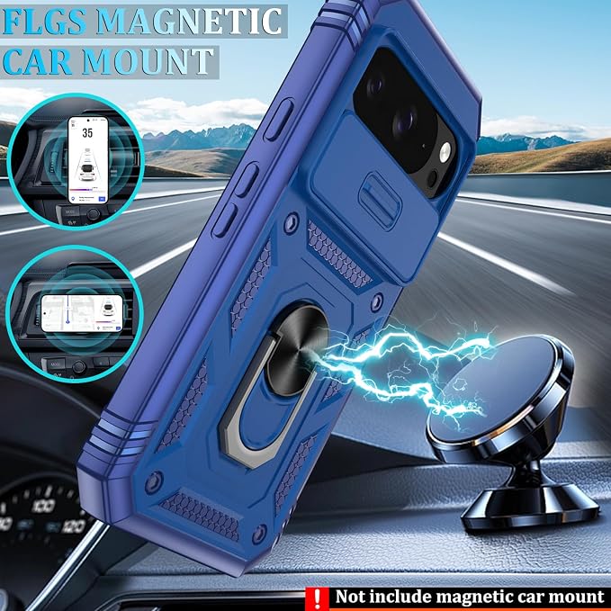 Gritup for Pixel 10 Case: Pixel 10 Pro Case with Screen Protector*2 | Magnetic Stand & Slide Camera Cover, Shock Proof Military-Grade para Google-Pixel-10/10 Pro Cover, Blue - Image 6