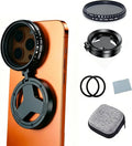 Magnetic 52mm Variable ND Filter for iPhone 17-13, ND2-400 Lens Filter | 52mm Neutral Density Lens, Adjustable Filter and Stand, Glass Optics, Quick Mount, Compatible with iPhone 17/16/15/14/13 by AWAKINK