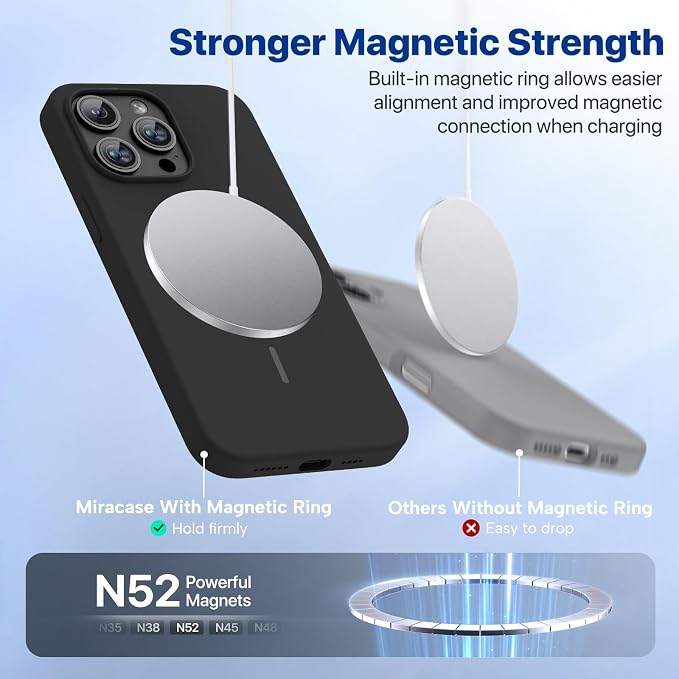 miracase Magnetic for iPhone 15 Pro Max Case, [Soft Anti-Scratch Microfiber Lining], Compatible with MagSafe, Liquid Silicone Case Shockproof Drop Protection Phone Case for 15 ProMax, Black - Image 5