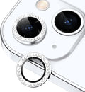 for iPhone 14/14 Plus Camera Lens Protector Bling Diamond, Silver | Individual Metal, 9H Hardness, Scratch Resistant, Shockproof, Drop Protection, Case Friendly, Stylish Accessories by Xfilm