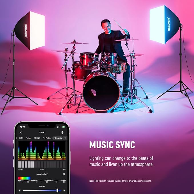 NEEWER RGB Softbox Lighting Kit with App Control & 9 Effect Modes, 2 Pack 26W FCC/IC/UL Certified LED Bulbs CRI93+ TLCI98+, E26 Porcelain Sockets, 24" Softboxes, for Studio Photography Lighting, NK800 | 9 Effects, 26W LED Bulbs, CRI93+, TLCI98+, E26 Po... - Image 4