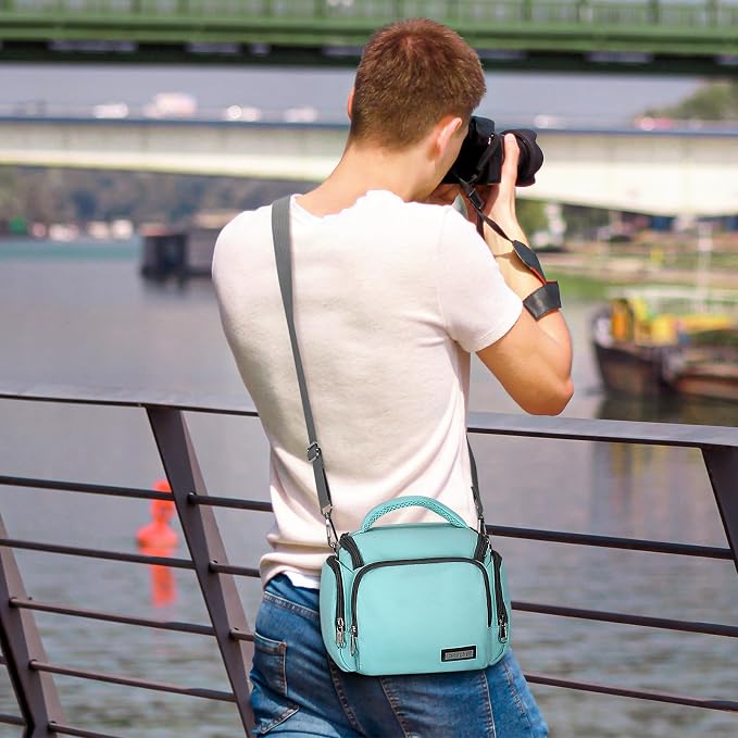 G-raphy Camera Bag Case Compact Lightweight Shoulder Crossbody Sling Photography Bags for Nikon Canon Sony DSLR SLR Mirrorless with Removal Straps Mint - Image 6
