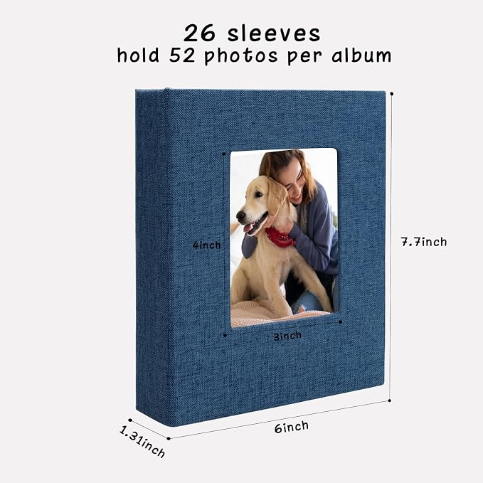 Small Photo Album 5x7, Pack of 2 Linen Picture Book, Each Mini 26-Page Album Holds 52 Photos, Art Presentation Folder for Postcards & Picture Storage - Image 5