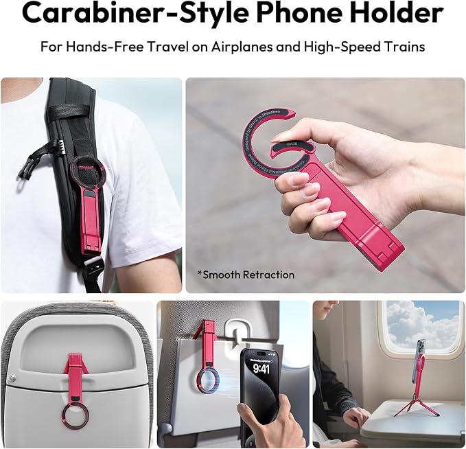ULANZI MA30 Magnetic Phone Tripod Stand for iPhone - Aluminium Maglock Smartphone Mini Tripod Pocket Cell Phone Stand Strong Magnet Quick Mount Compatible with iPhone 17 16 15 14 13 12 Series, Red - Image 2