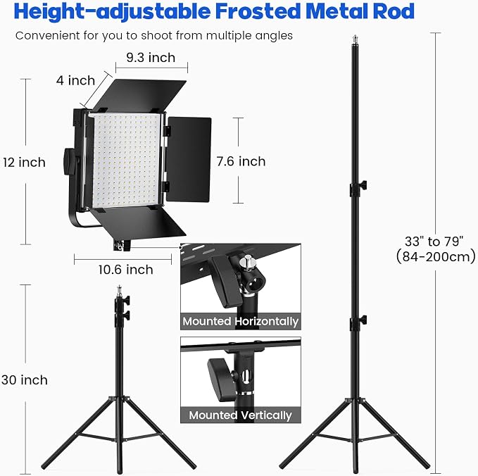 Photography Video Continuous Output Lighting Kit, 2Pack Upgraded Bi-Color LED Video Studio Lights Aluminum Alloy 2500k~8500k with Remote for Camera Photo Recording Filming Stage Shooting - Image 6