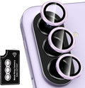 for Samsung Galaxy A37/A57 Camera Lens Protector, Individual Metal Ring Tempered Glass Lens Cover, [Strong Adsorption] Scratch Resistant Ultra-Thin HD Clear Lens Cover, 1 Set-Purple by Btscase