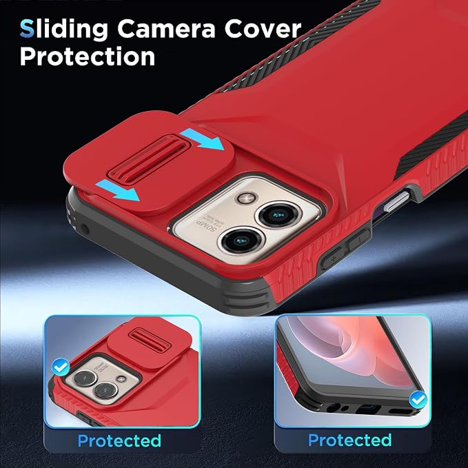 for Motorola G Stylus 5G 2023 Case with 1 HD Screen Protector & Slide Camera Cover [Military-Grade] Phone Case Heavy Duty Rugged Shockproof Protective Cover for Moto G Stylus 5G 2023(Red) - Image 4