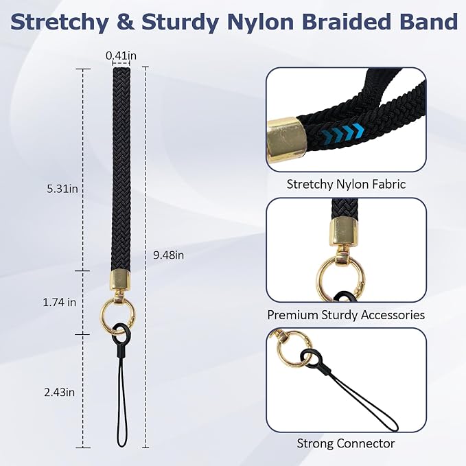 Elastic Nylon Wrist Lanyard for AirPods Case , Anti-Lost Strap for AirPods 1/2/3/Pro/Pro 2 Charging Case, Multi-Functional Wrist Strap for Phones Keys Cameras Small Gadgets，Black+golden Buckle - Image 4