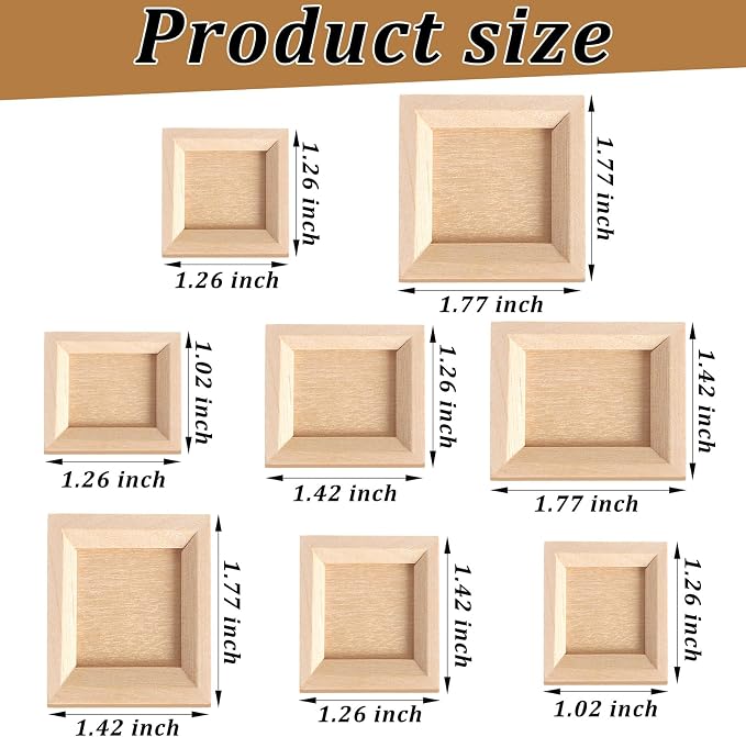 Halloscume 16 Pcs Dollhouse Picture Frames 1:12 Scale Miniature Picture Frames for Dollhouse Small Photo Frame Mini Wooden Dollhouses Accessories Mini House Decoration Simulation (Assorted Sizes) - Image 2