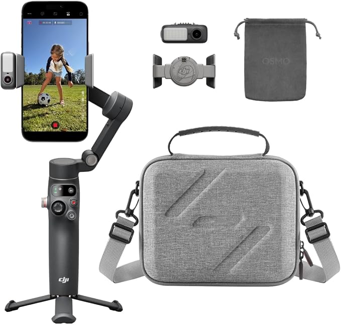 DJI Osmo Mobile 8 + Bag, AI Native Tracking | Gimbal Stabilizer for phone, Audio & Lighting, 360° Pan Rotation, Built-in Extension Rod & Tripod by Unknown