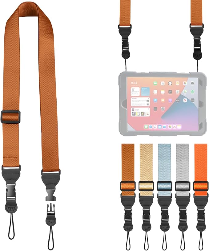 FIEIL Adjustable Shoulder Strap, Nylon Camera Strap, Comfortable Neck Strap for iPad, Cellphone Tablet, Camera, Laptop, Binocular, Luggage Bag (Brown Universal Lanyard) by FIEIL