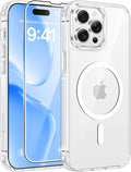 FNTCASE for iPhone 14 Pro Case, Compatible with Magsafe, Screen Protector | Anti Yellowing, Magnetic Phone Cases, 14FT Military Grade Drop Protection, Slim Shockproof Protective Cover, Clear by FNTCASE