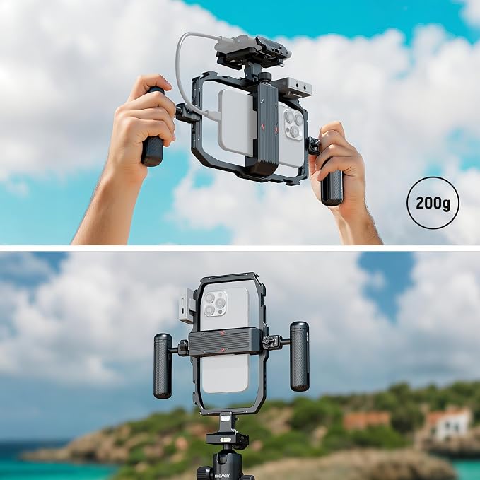 NEEWER Universal Phone Cage, Smartphone Video Rig with Quick Release Mounts Cold Shoes for Videomaker Filmmaking TikTok Vlogging Phone Video Stabilizer Holder Compatible with iPhone Samsung, PA039 - Image 6