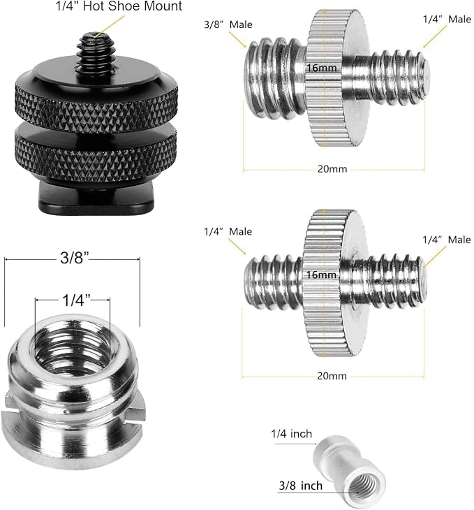 Camera Mount Screw, ChromLives 1/4 to 3/8 Tripod Screw Adapter,1/4 Screws,3/8-20 Thread Converter Adapter,Camera Hot Shoe Mount Adapters for Monopod,Ballhead Flash Light,22Pack - Image 2