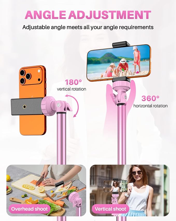 67" Phone Tripod, MIIASI Extendable Tripod for iPhone, Selfie Stick with Remote and Phone Holder, Compatible with iPhone/Android/Camera, Light Stand - Image 4