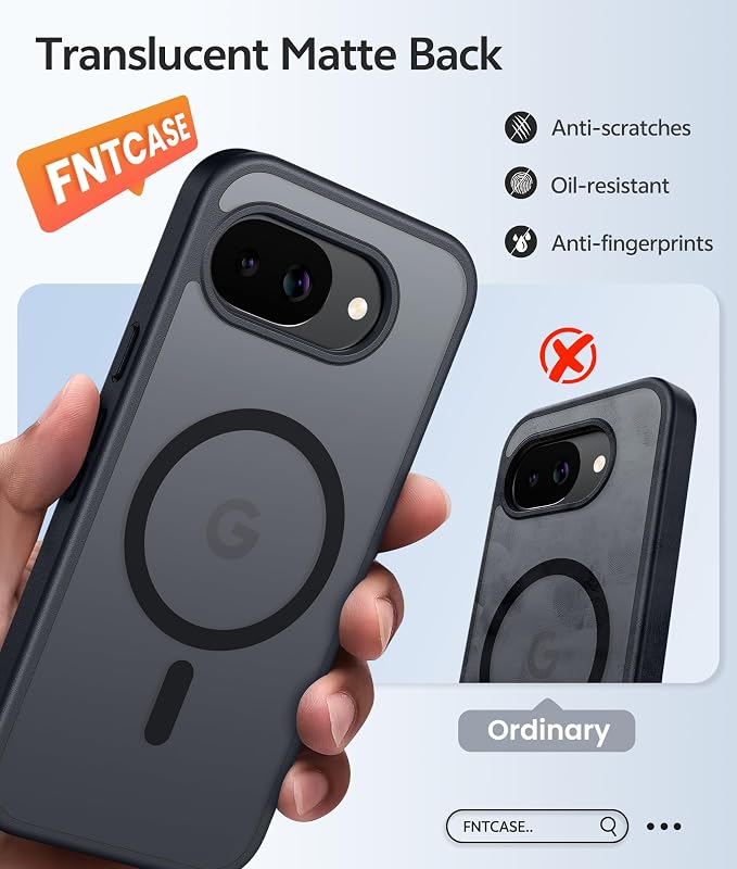 FNTCASE for Google Pixel 10a Case, Fit for Magsafe, with Screen Protector | Translucent Matte Magnetic Back, 14FT Military Grade Drop Protection, Slim Shockproof Protective Phone Cover, Black - Image 6